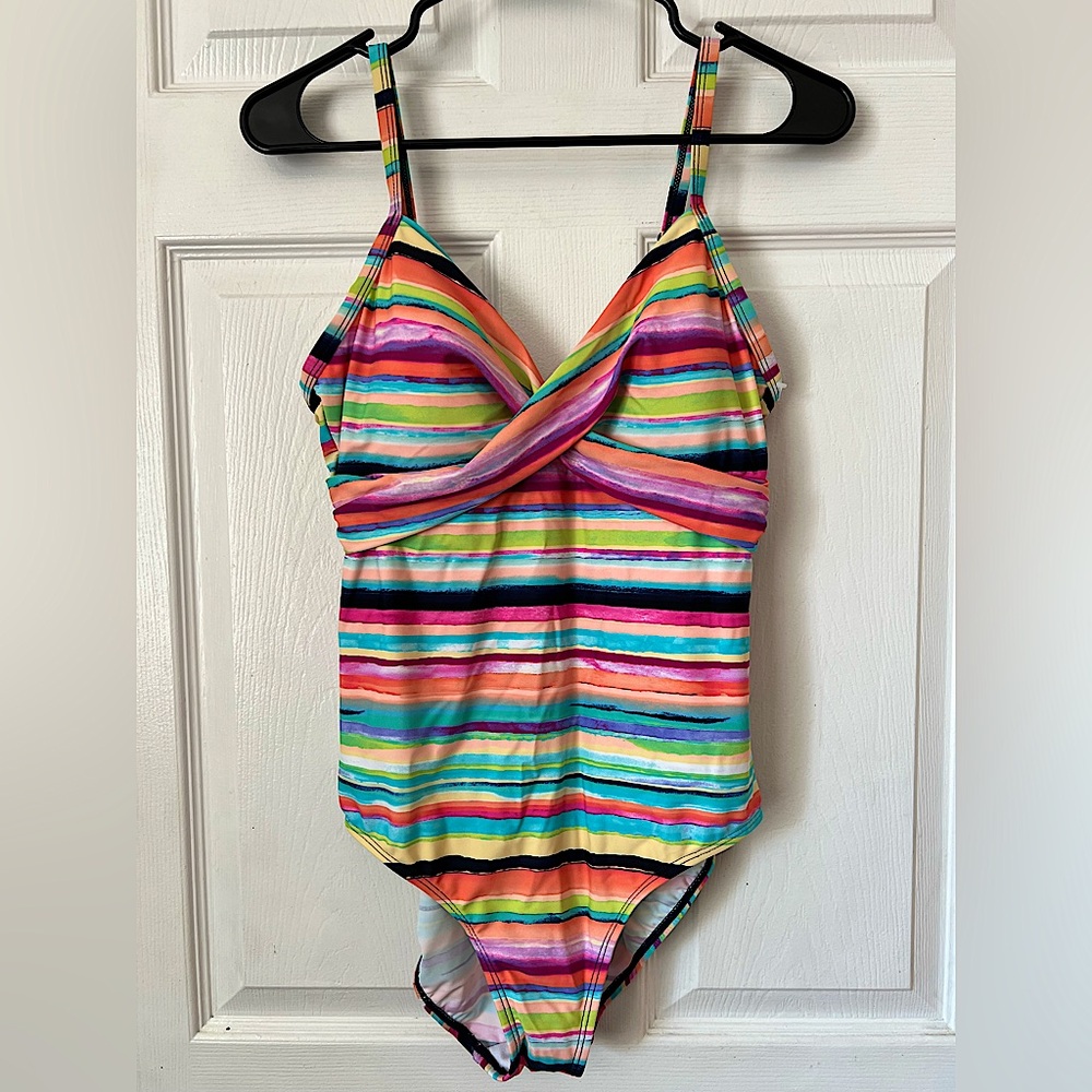 CHRISTINA BLUE • one piece crossover multicolour vibrant swimsuit women’s 12